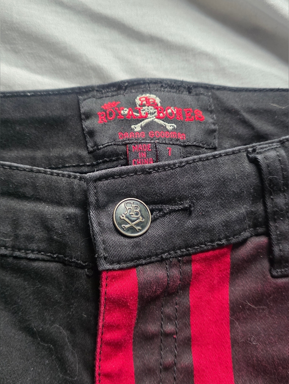 Royal Bones Daang Goodman Skinny Jeans Black Red Y2k - Picture 2 of 11